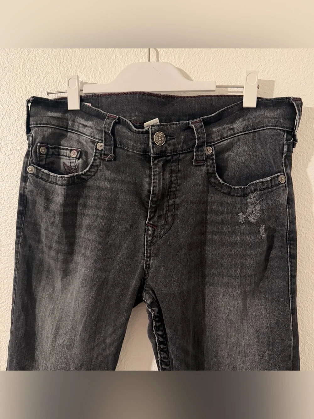 True Religion Men’s Black Relaxed Skinny Jeans Size 34 Rocco Big T